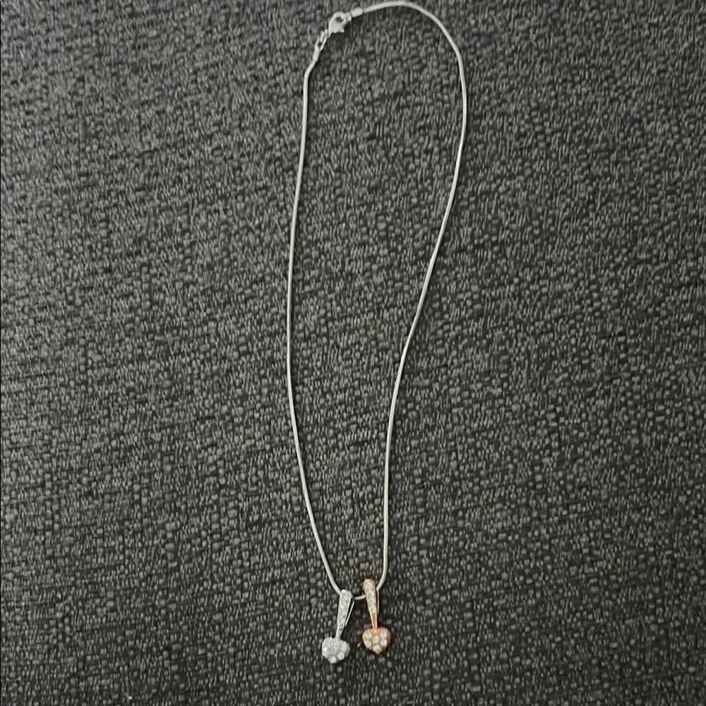 Elegant Two-Tone Heart Pendant Necklace- brand new